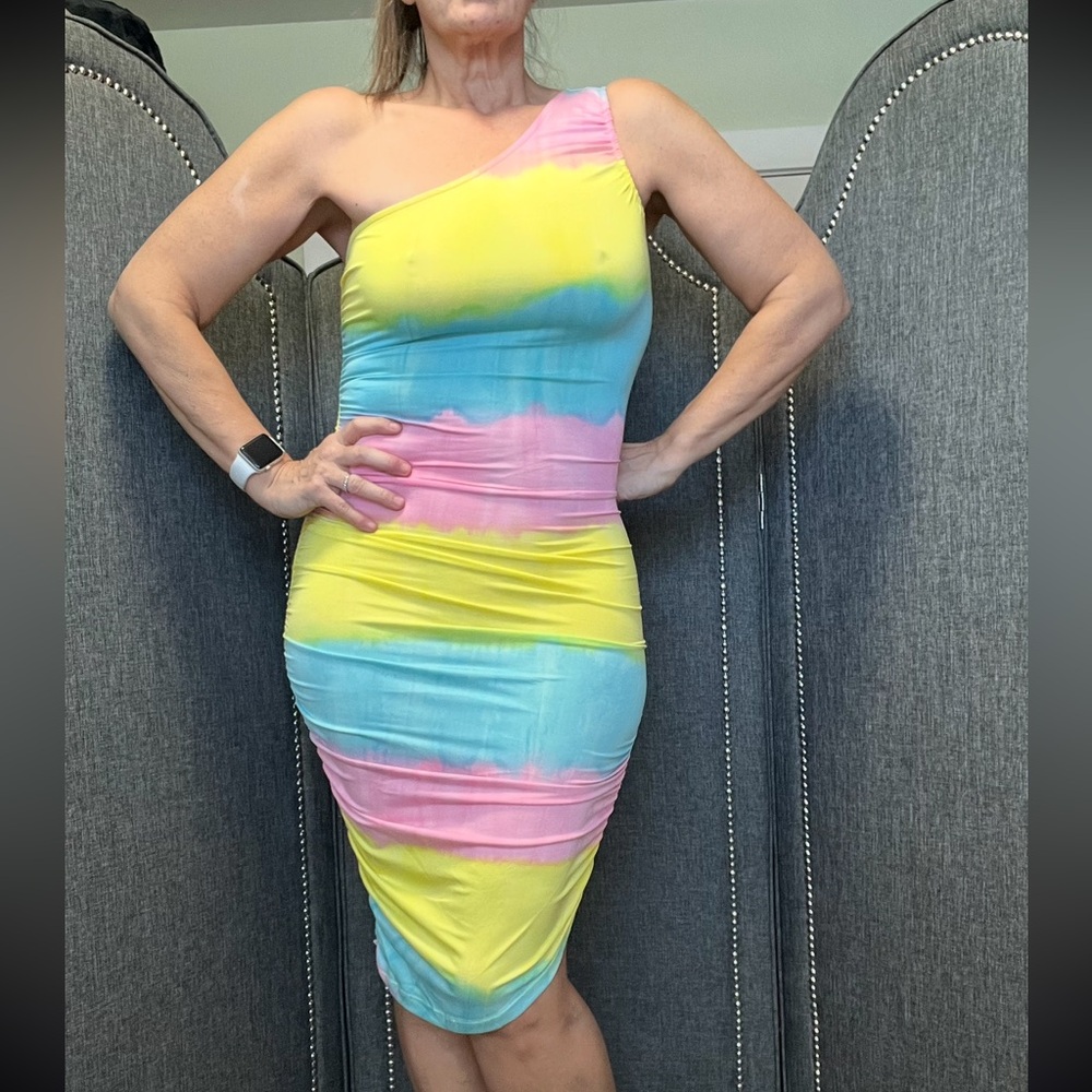 Fashion Nova Color Me Fun Midi Dress - Multi Color